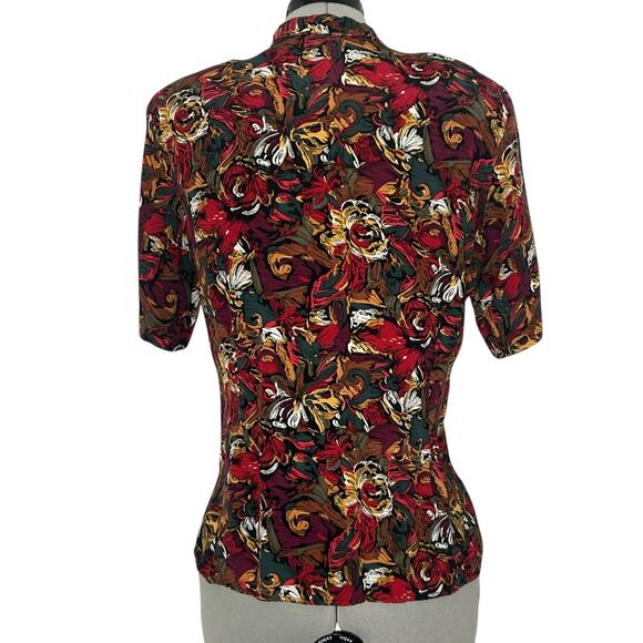 Vintage Maximalist Button Up Short Sleeve Blouse Size 8 - Picture 6 of 7